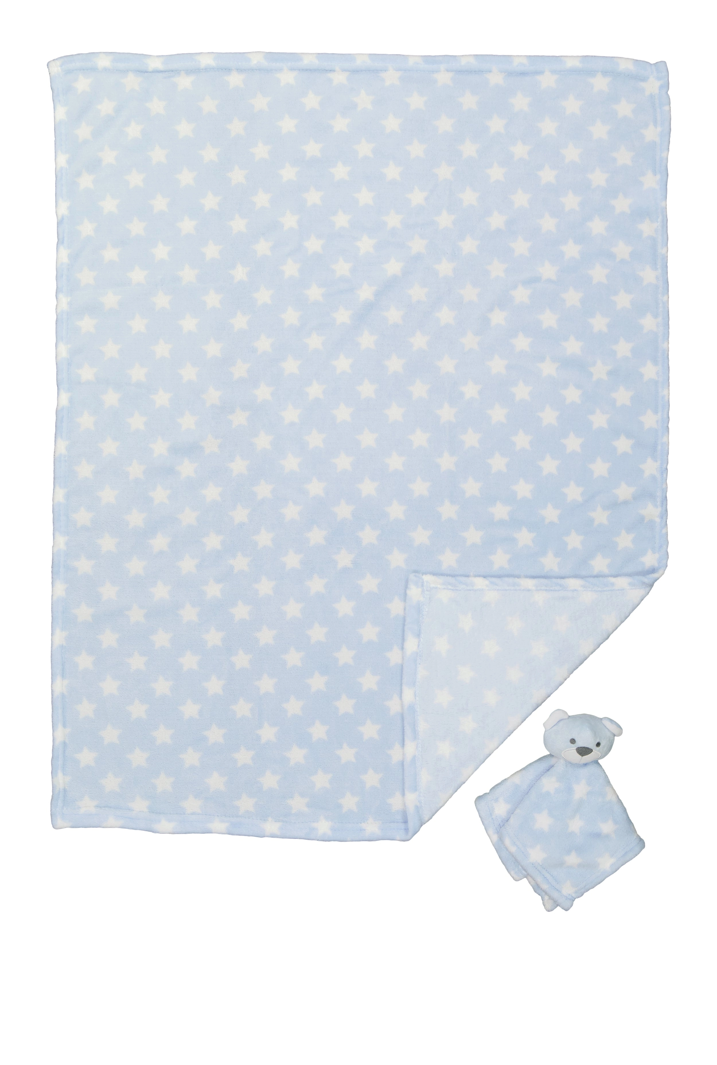 Baby Boys Plush Star Graphic Blanket with Bear Lovey