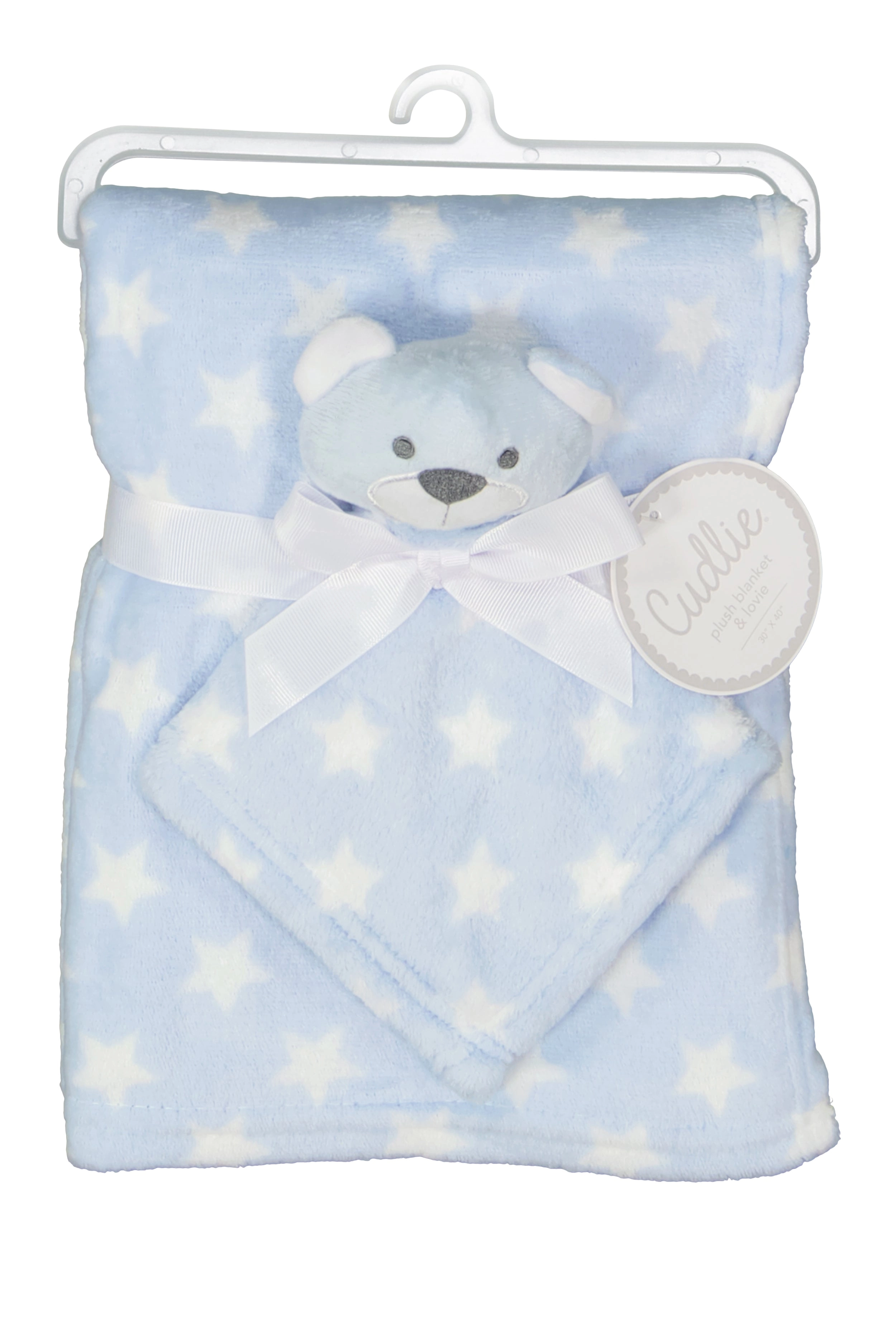 Baby Boys Plush Star Graphic Blanket with Bear Lovey