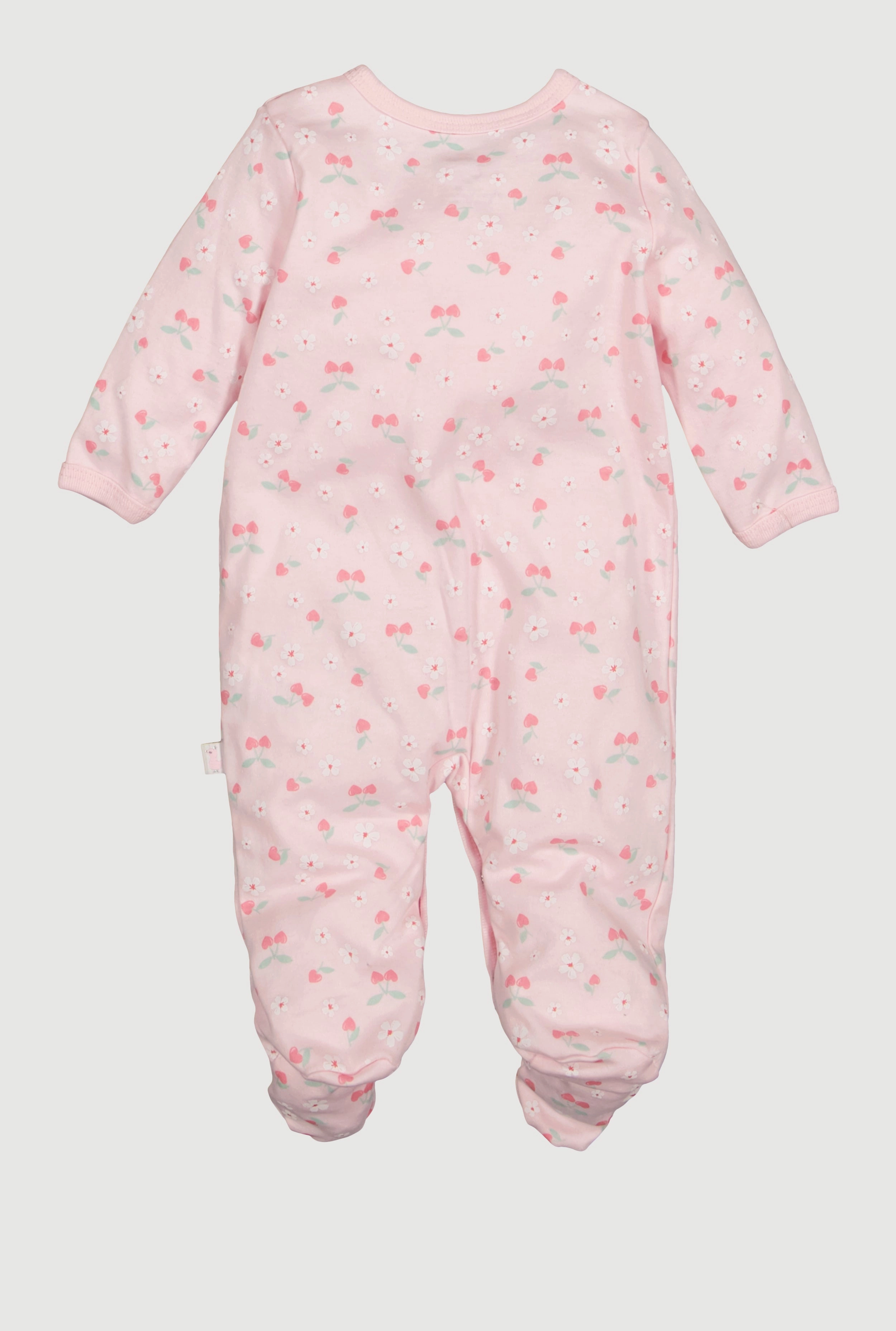 Baby Girls 0-9M Cherry Hearts Footed Onesie with Headband