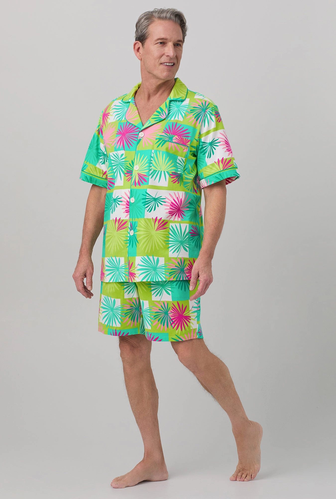 BedHead x Mr. Turk Tropical Tile Men's Short Sleeve Notch Stretch Jersey Short PJ Set