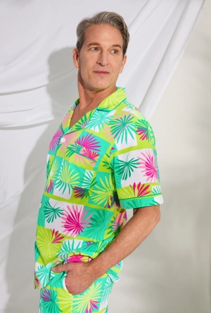 BedHead x Mr. Turk Tropical Tile Men's Short Sleeve Notch Stretch Jersey Short PJ Set