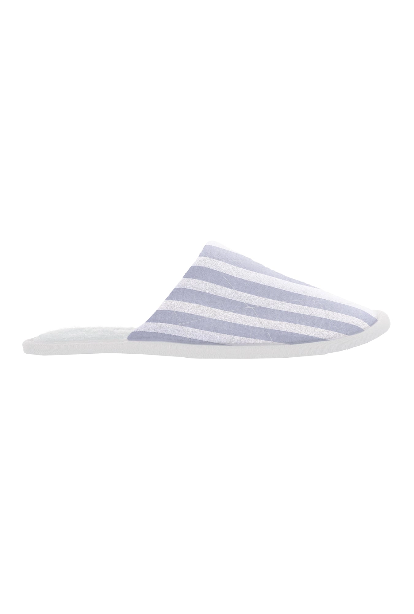 Blue 3D Stripe French Terry Lined Woven Cotton Unisex Slippers