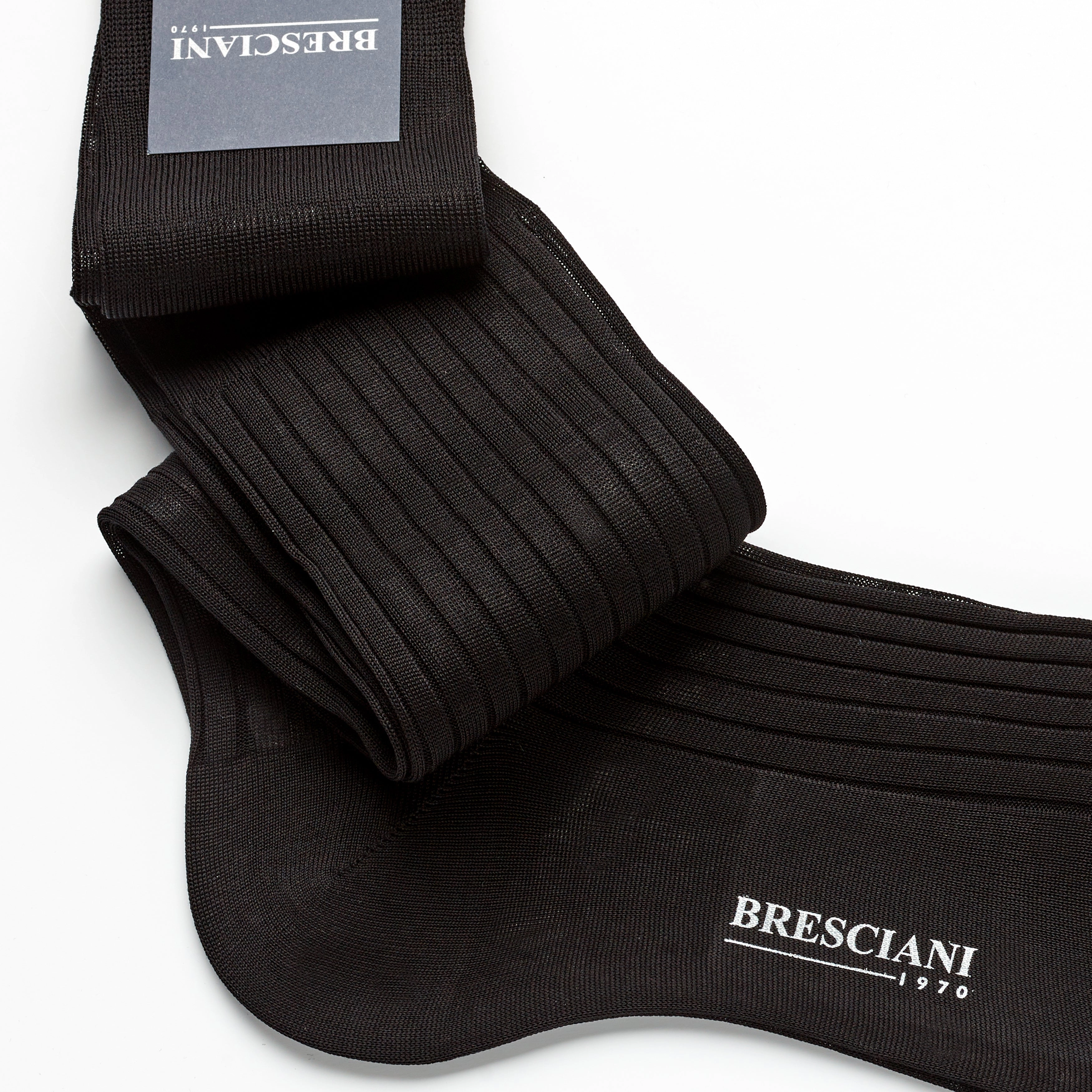 Bresciani Mens Long Sock: Black