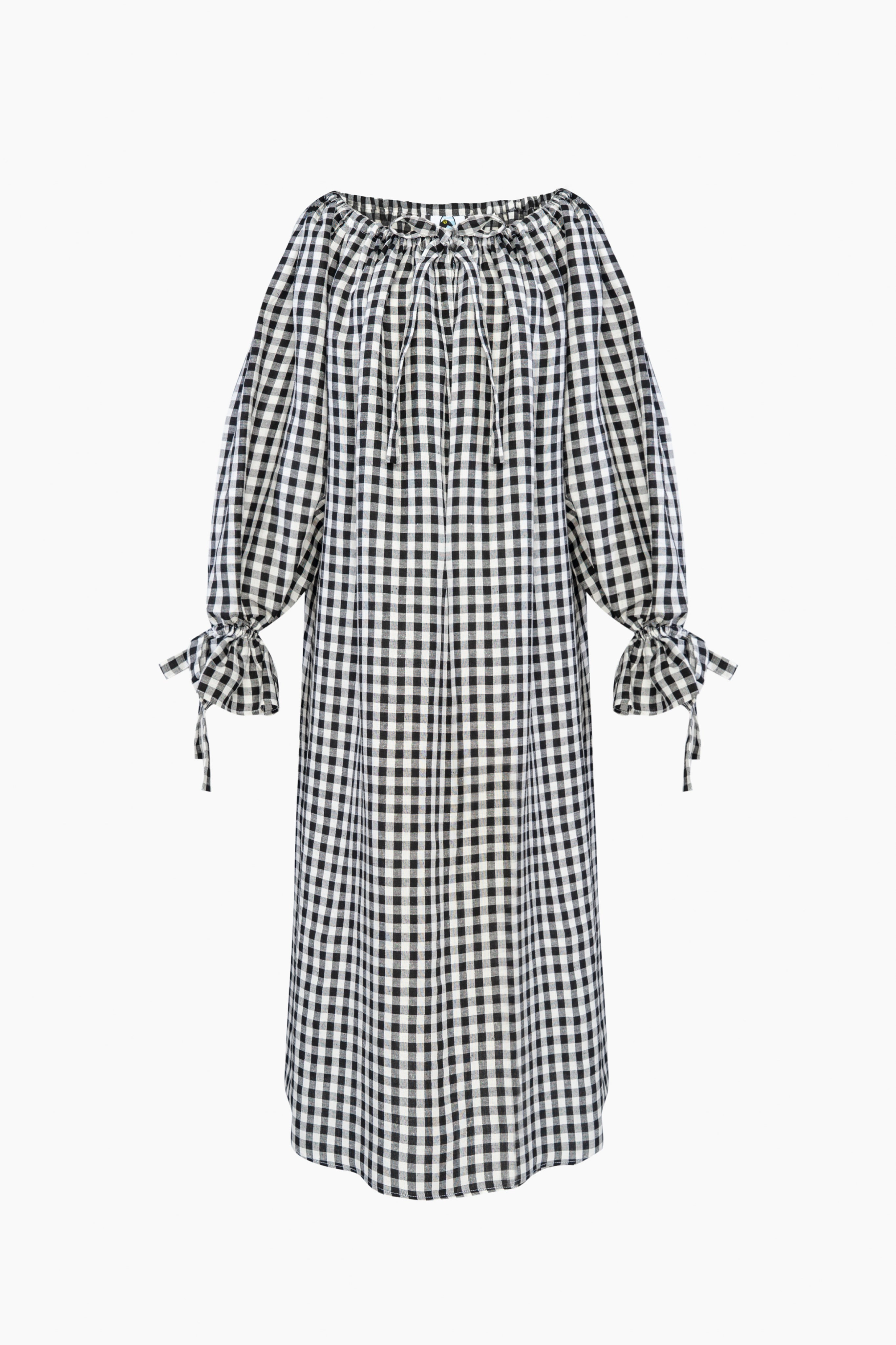 Cha-Cha Midi Dress in Black Vichy