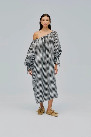 Cha-Cha Midi Dress in Black Vichy