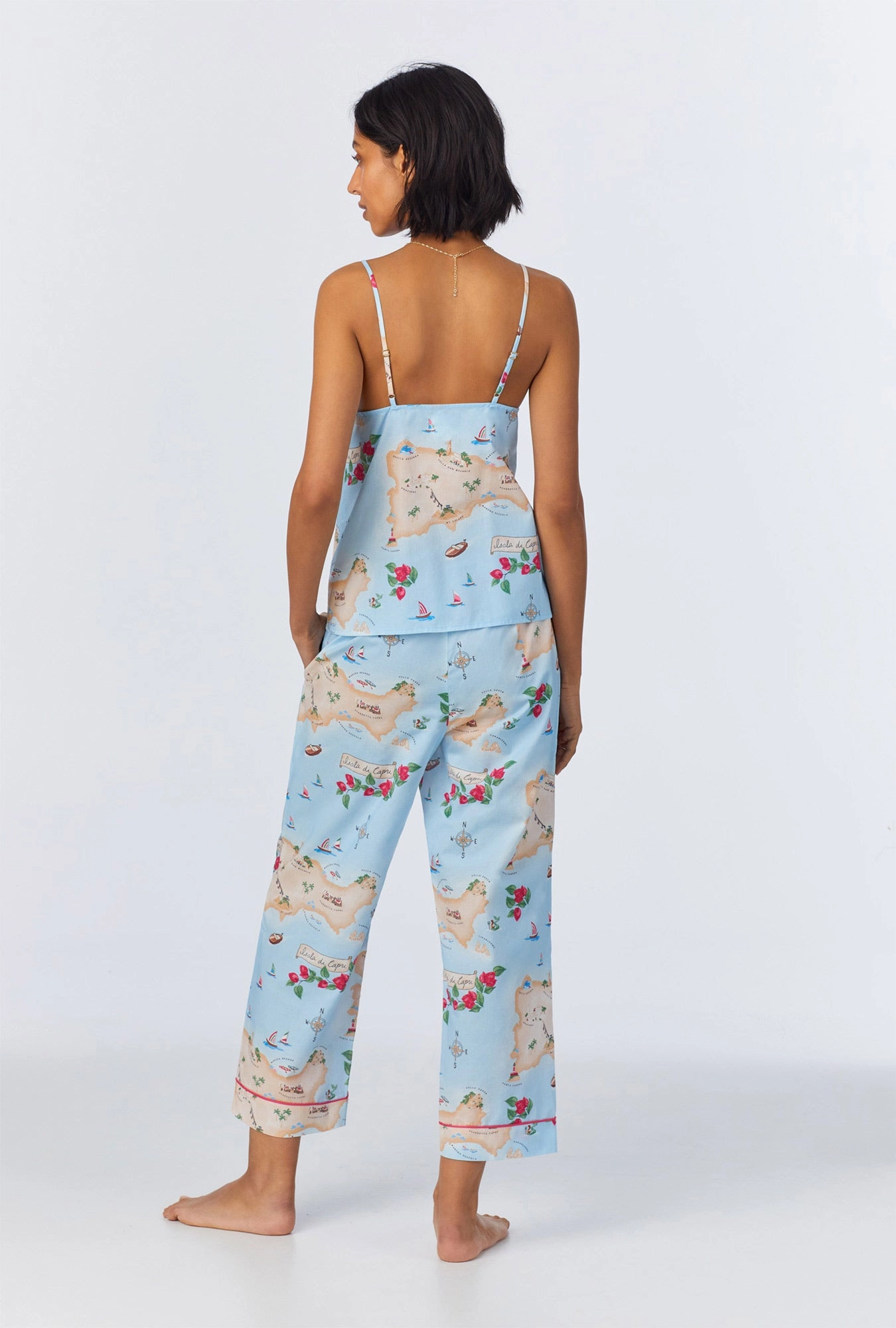 Ciao Capri Cami Woven Cotton Poplin Cropped PJ Set