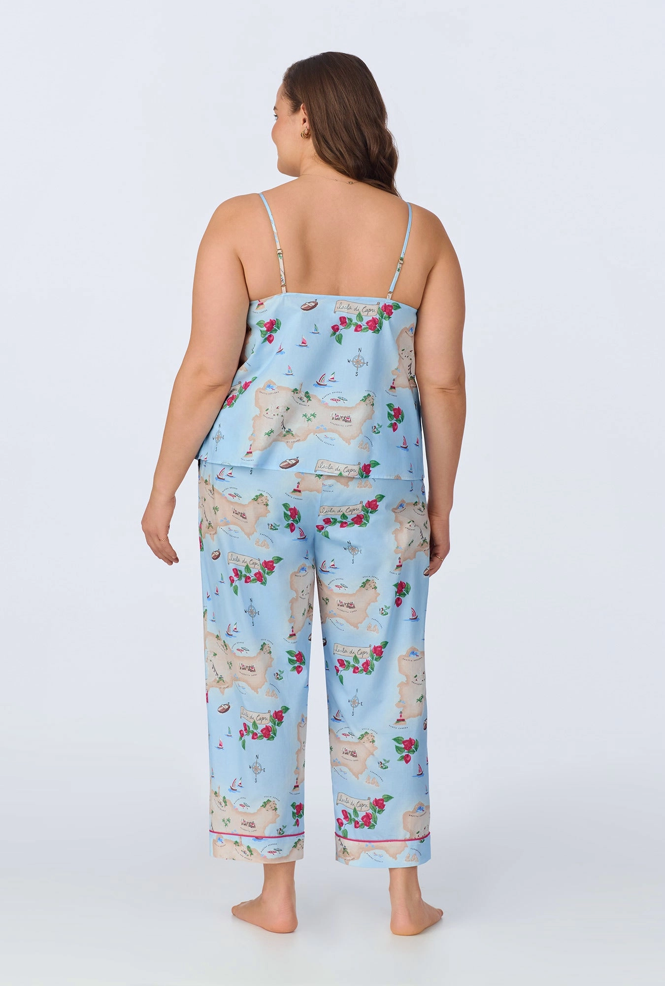 Ciao Capri Cami Woven Cotton Poplin Cropped PJ Set