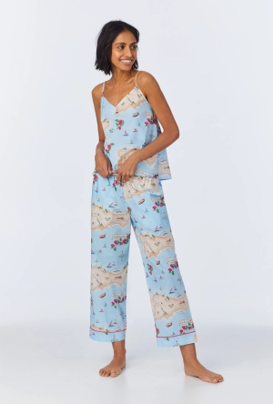 Ciao Capri Cami Woven Cotton Poplin Cropped PJ Set