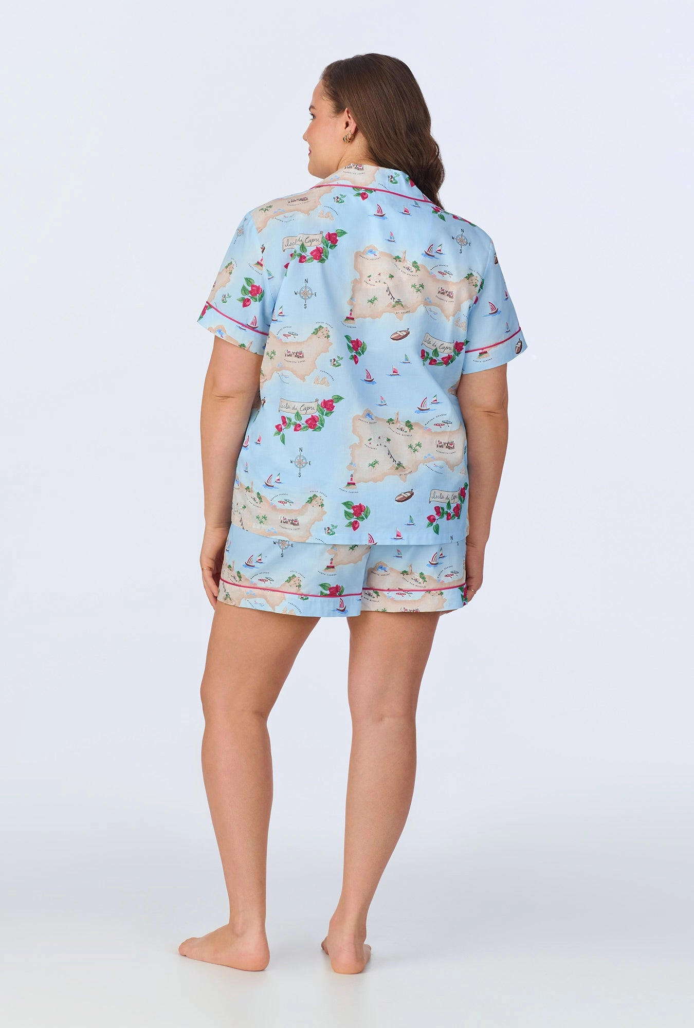 Ciao Capri Short Sleeve Classic Woven Cotton Poplin Shorty PJ Set