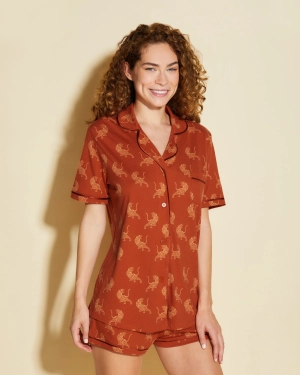 Conjunto De Pijama Con Camisa De Manga Corta Y Pantalones Cortos