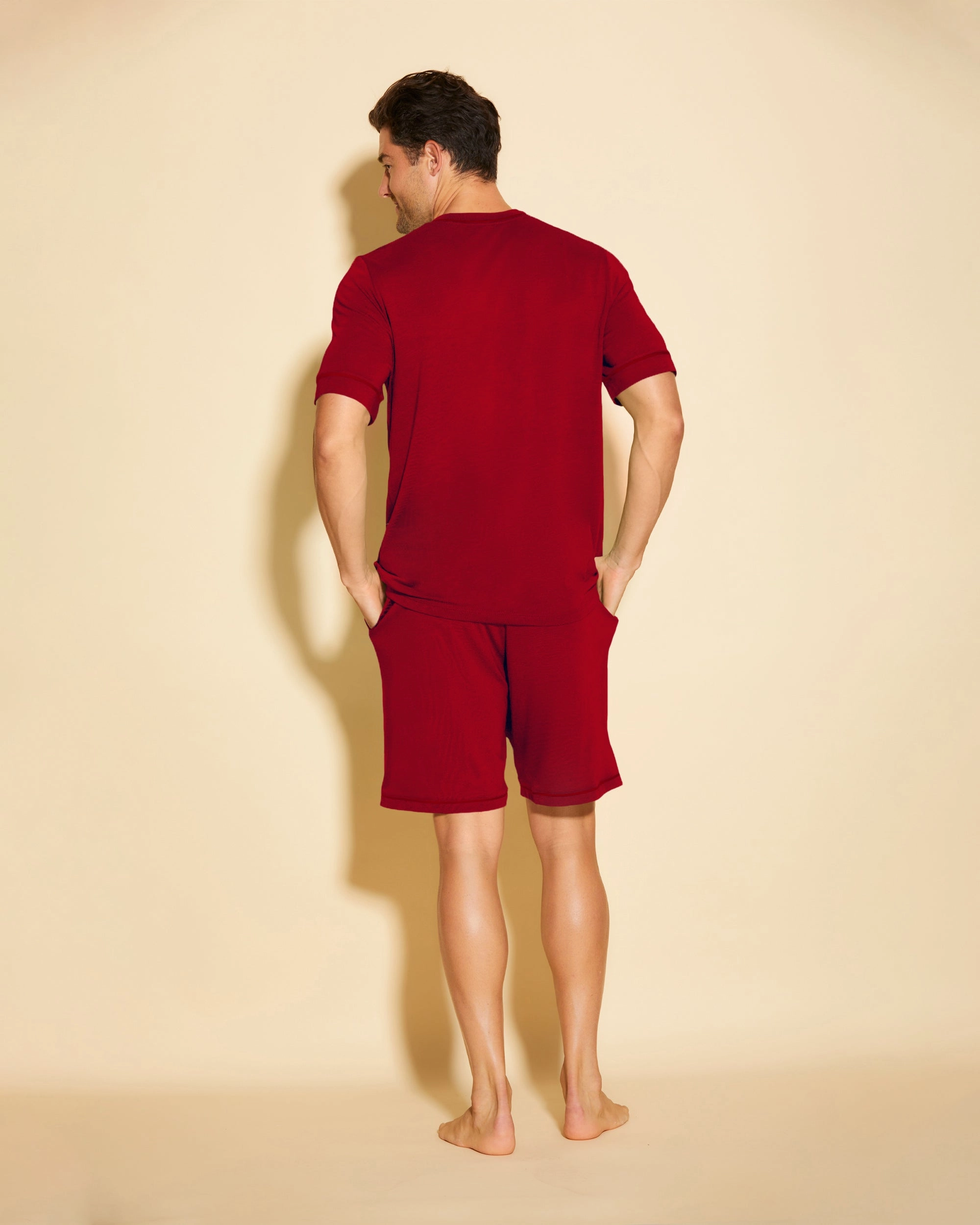 Conjunto De Pijama Para Hombre Con Camisa De Manga Corta Y Pantalones Cortos