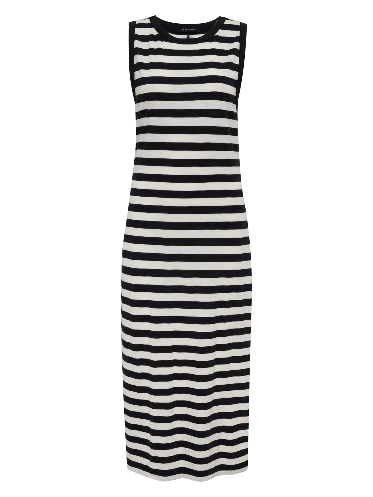 Contrast Trim Maxi Dress Black Macrame Stripe