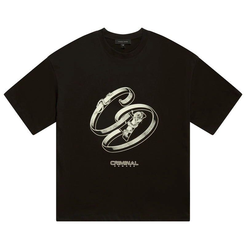 Criminal Damage Ribbon Logo Tee - Black