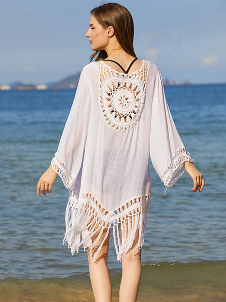 Crochet Hollow Out Tassel Bathing Suit Cover Ups
