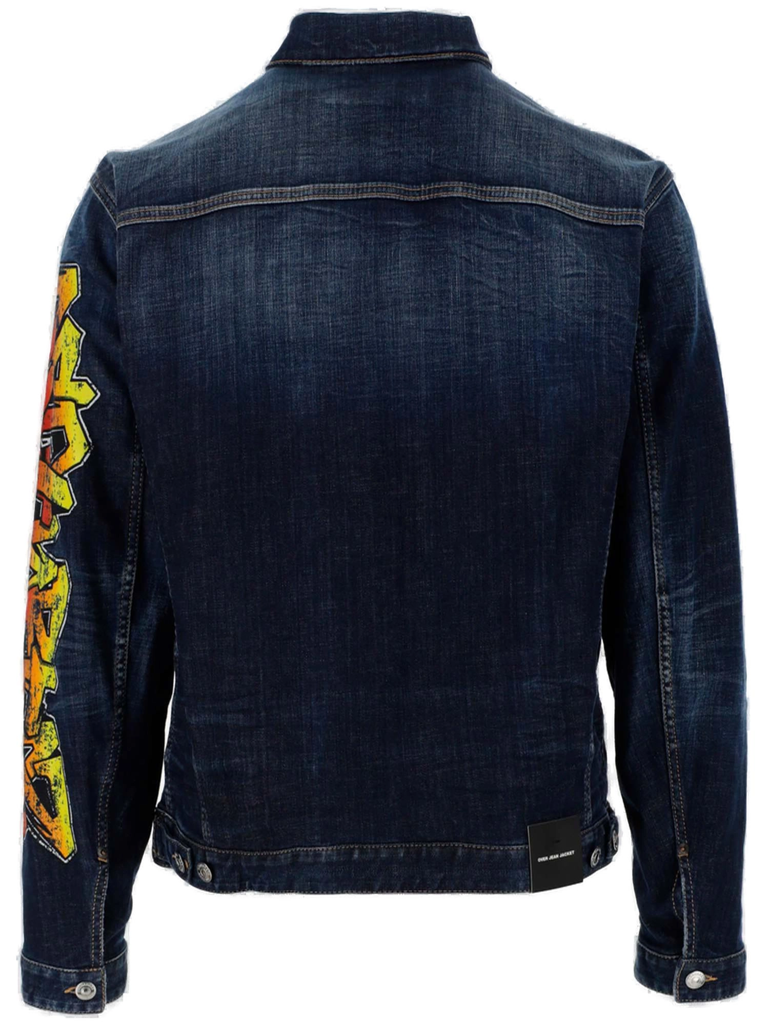 Dsquared2 Graffiti Logo Printed Denim Jacket