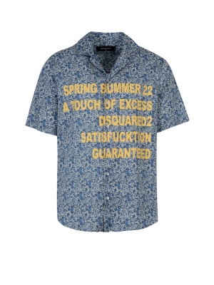 Dsquared2 Logo Floral Printed Bowling Shirt