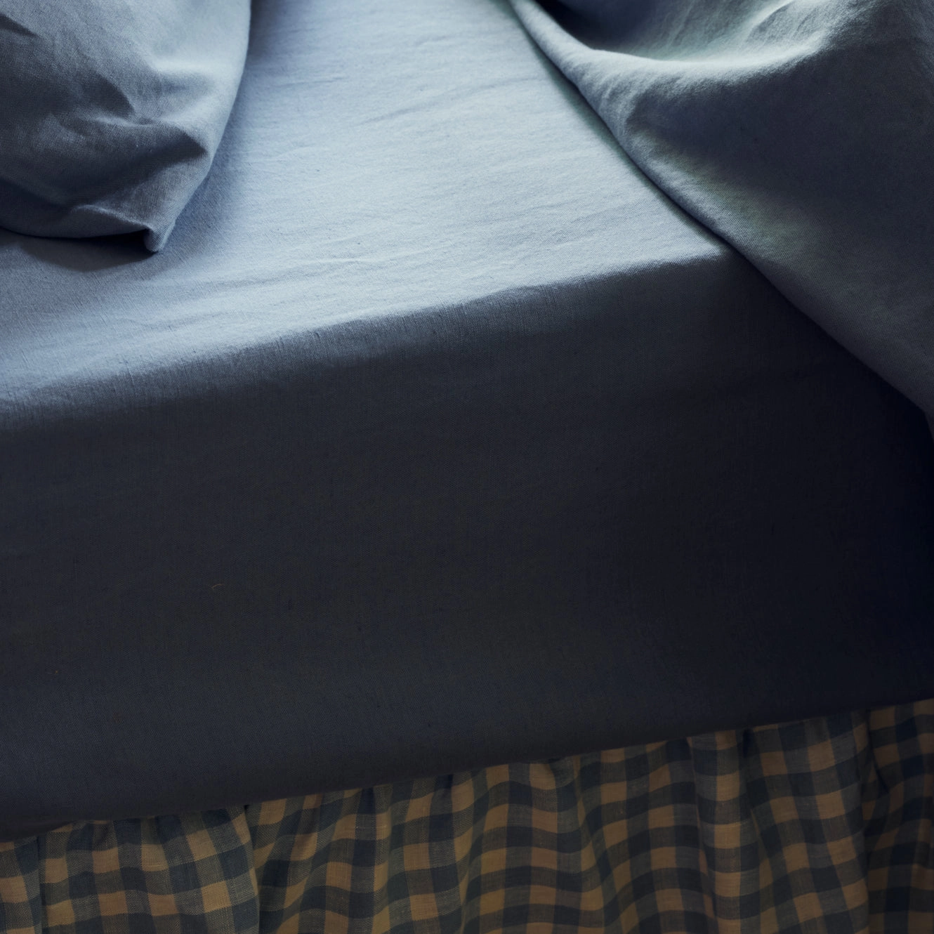 Dusk Blue 100% Linen Fitted Sheet