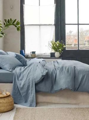 Dusk Blue Linen & Cotton Blend Duvet Cover