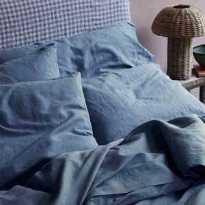 Dusk Blue Linen & Cotton Pillowcases (Pair)