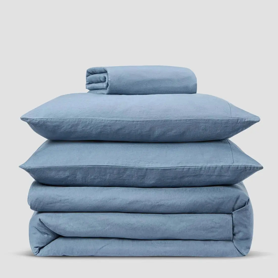 Dusk Blue Linen & Cotton Pillowcases (Pair)