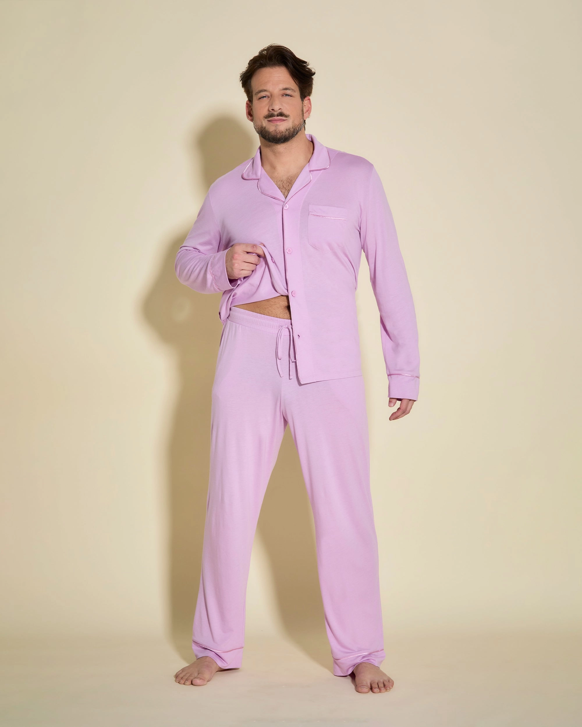 Ensemble De Pyjama Classique À Manches Longues Et Pantalon Pour Hommes