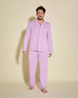 Ensemble De Pyjama Classique À Manches Longues Et Pantalon Pour Hommes