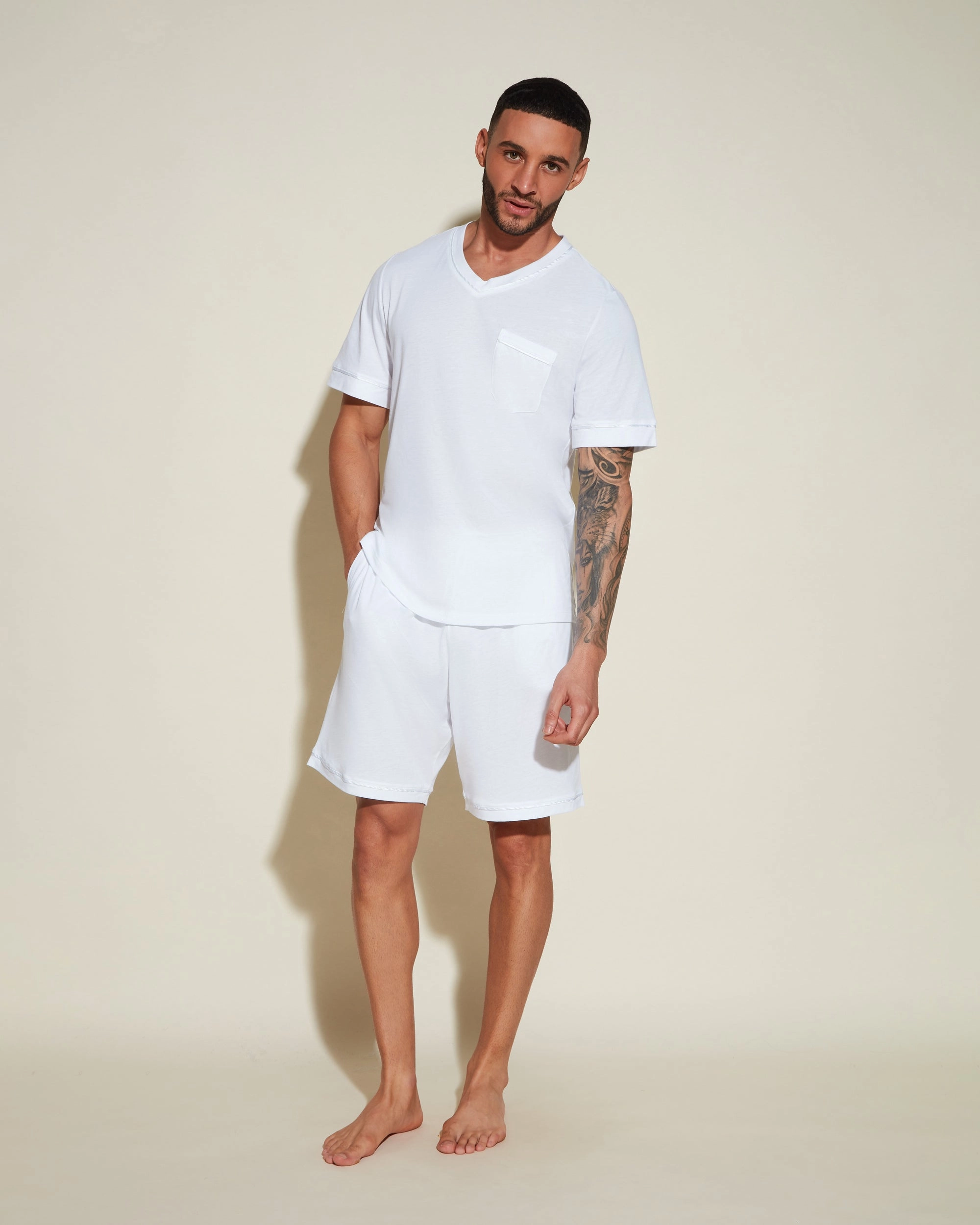 Ensemble Pyjama Haut À Manches Courtes Et Short Pour Hommes