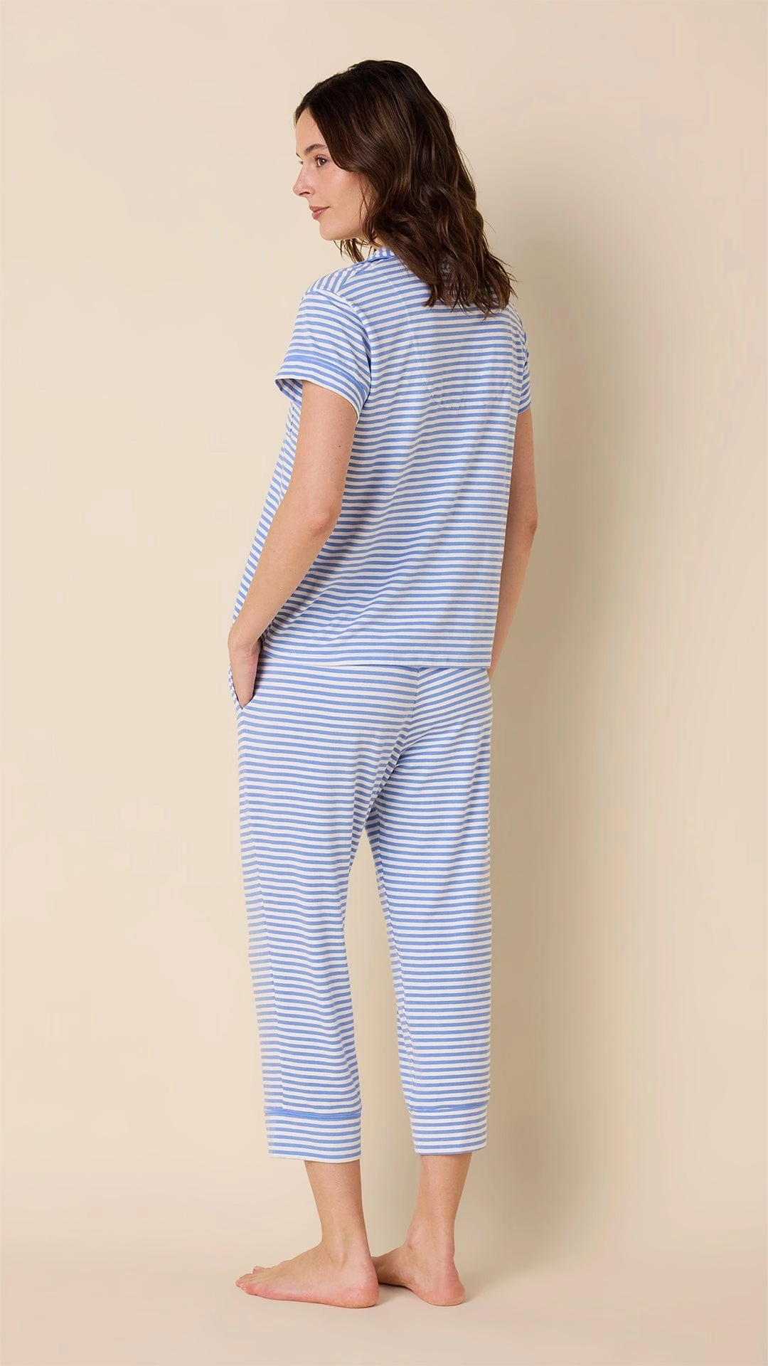 Essential Stripe Pima Knit Capri Set - Provence