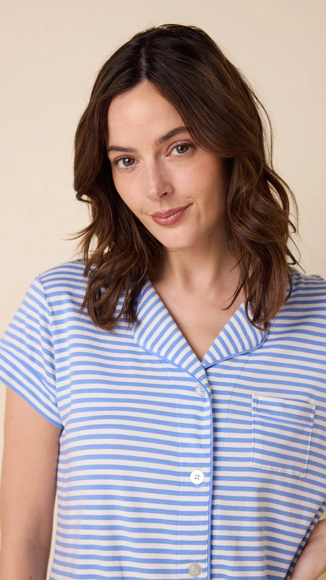 Essential Stripe Pima Knit Capri Set - Provence