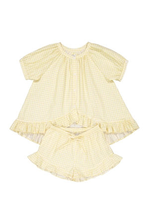 Girls Sophie Sleep Set - Cotton - Gingham Yellow