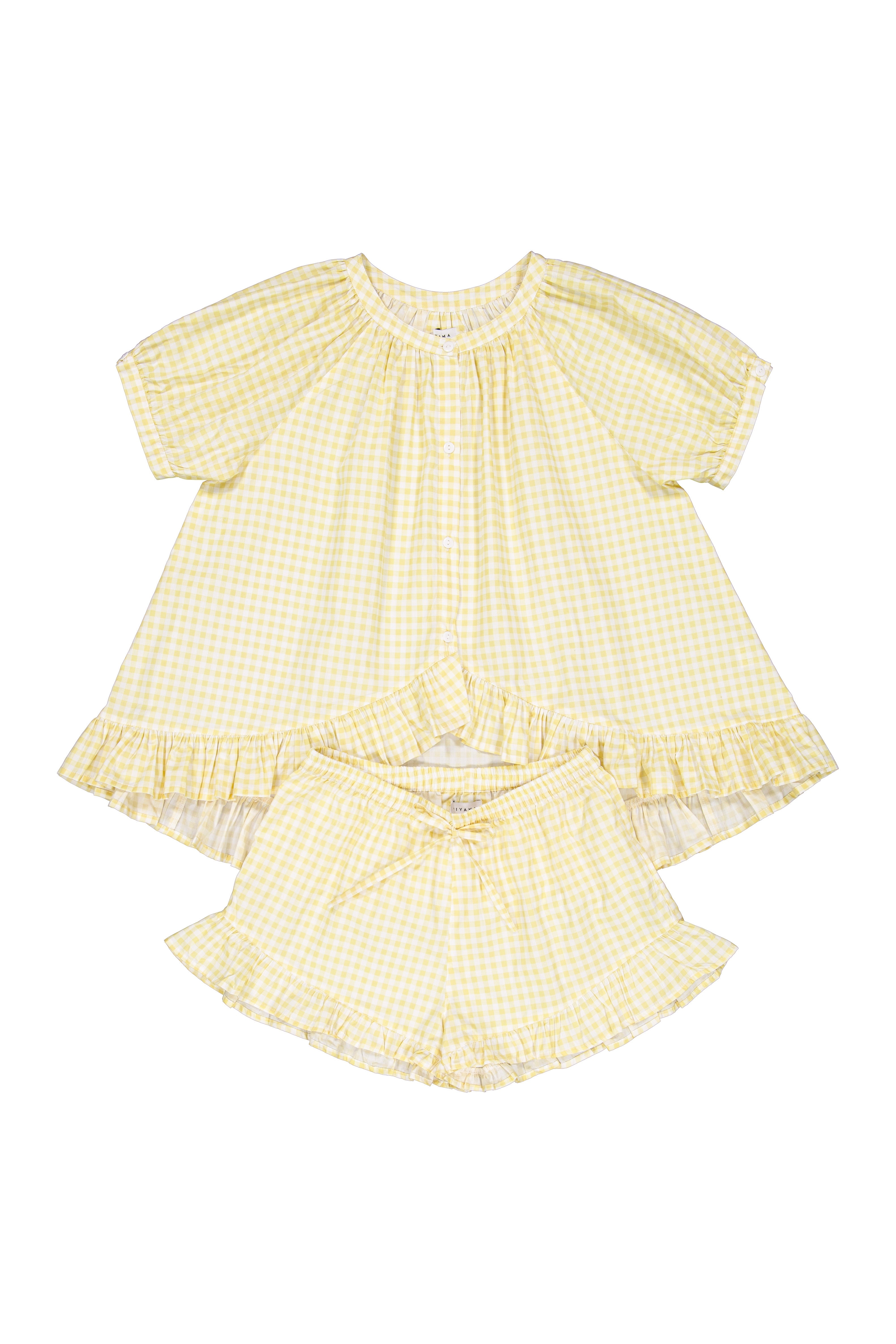 Girls Sophie Sleep Set - Cotton - Gingham Yellow