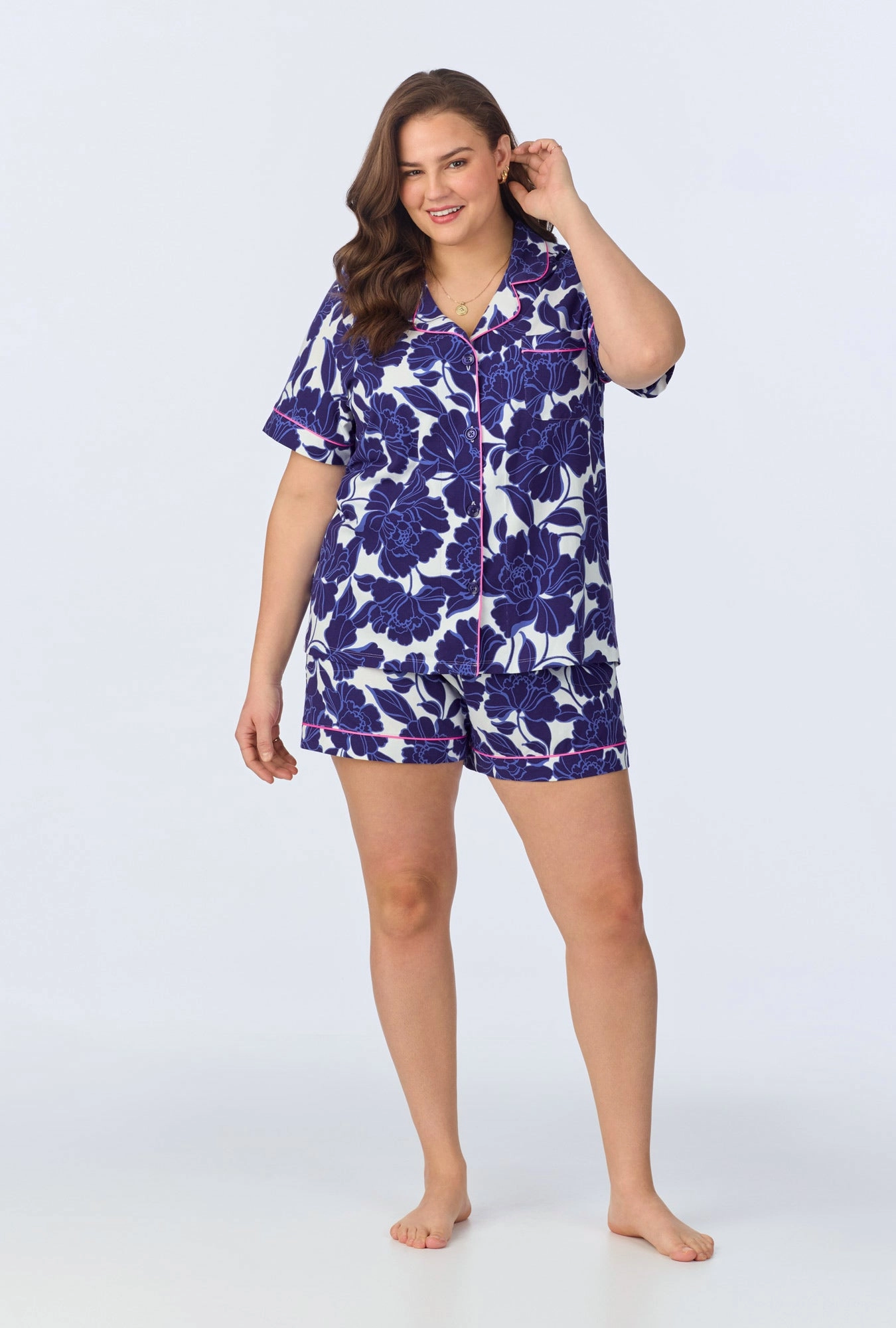 Isabella Flora Short Sleeve Classic Shorty Stretch Jersey PJ Set