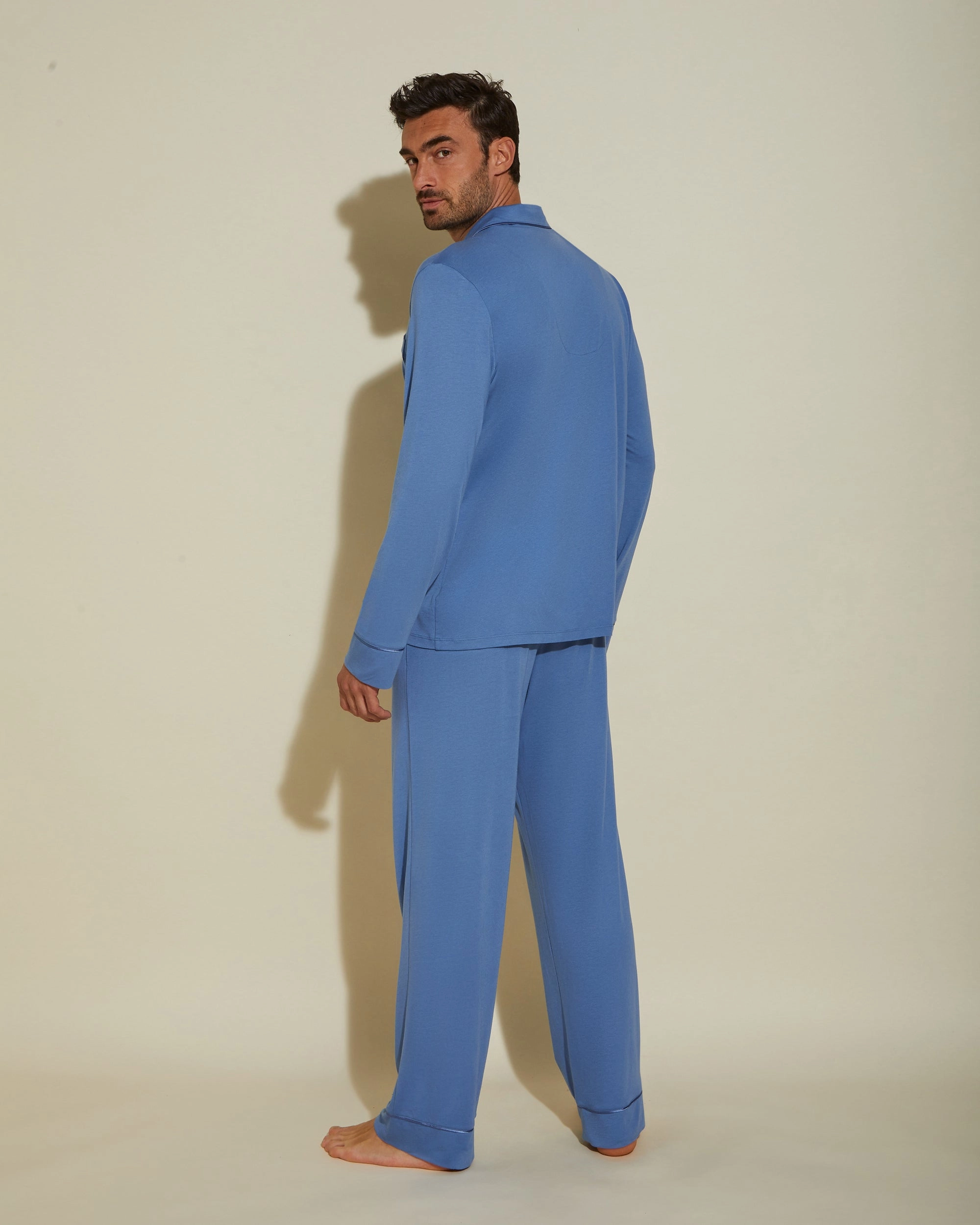 Klassisches Langärmeliges Top & Hose Pyjama-Set Für Männer