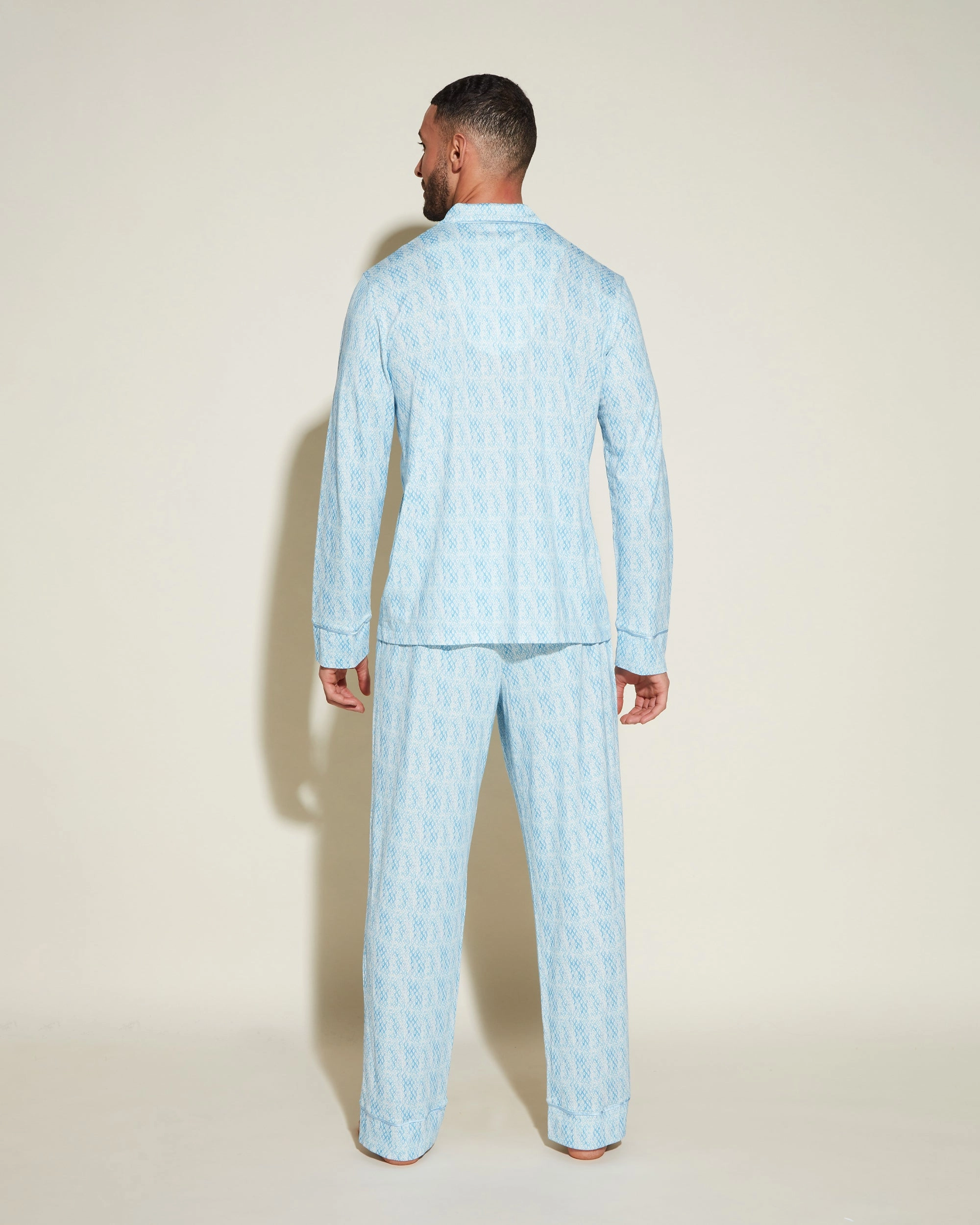 Klassisches Langärmeliges Top & Hose Pyjama-Set Für Männer