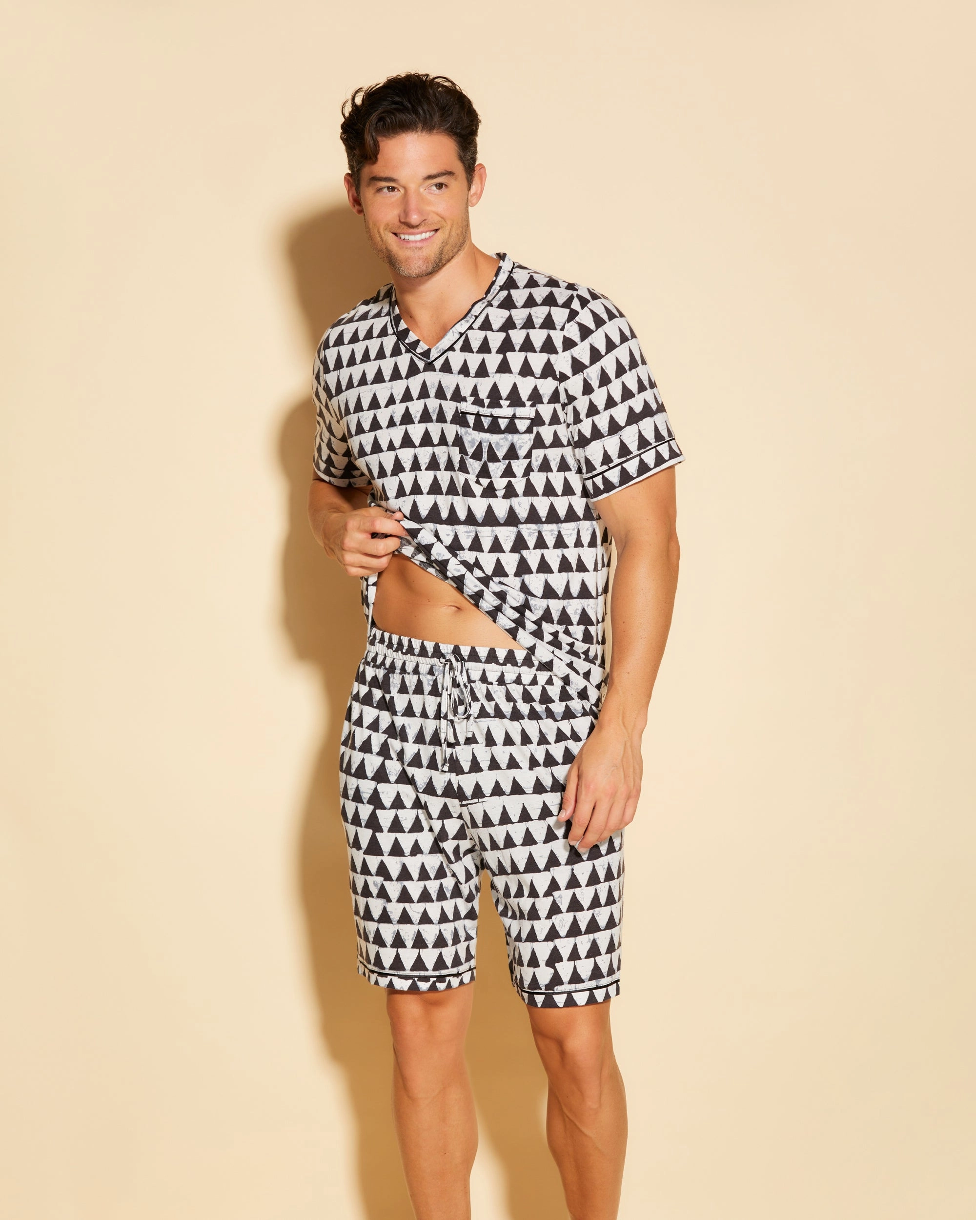 Kurzärmeliges Top & Shorts Pyjama-Set Für Männer