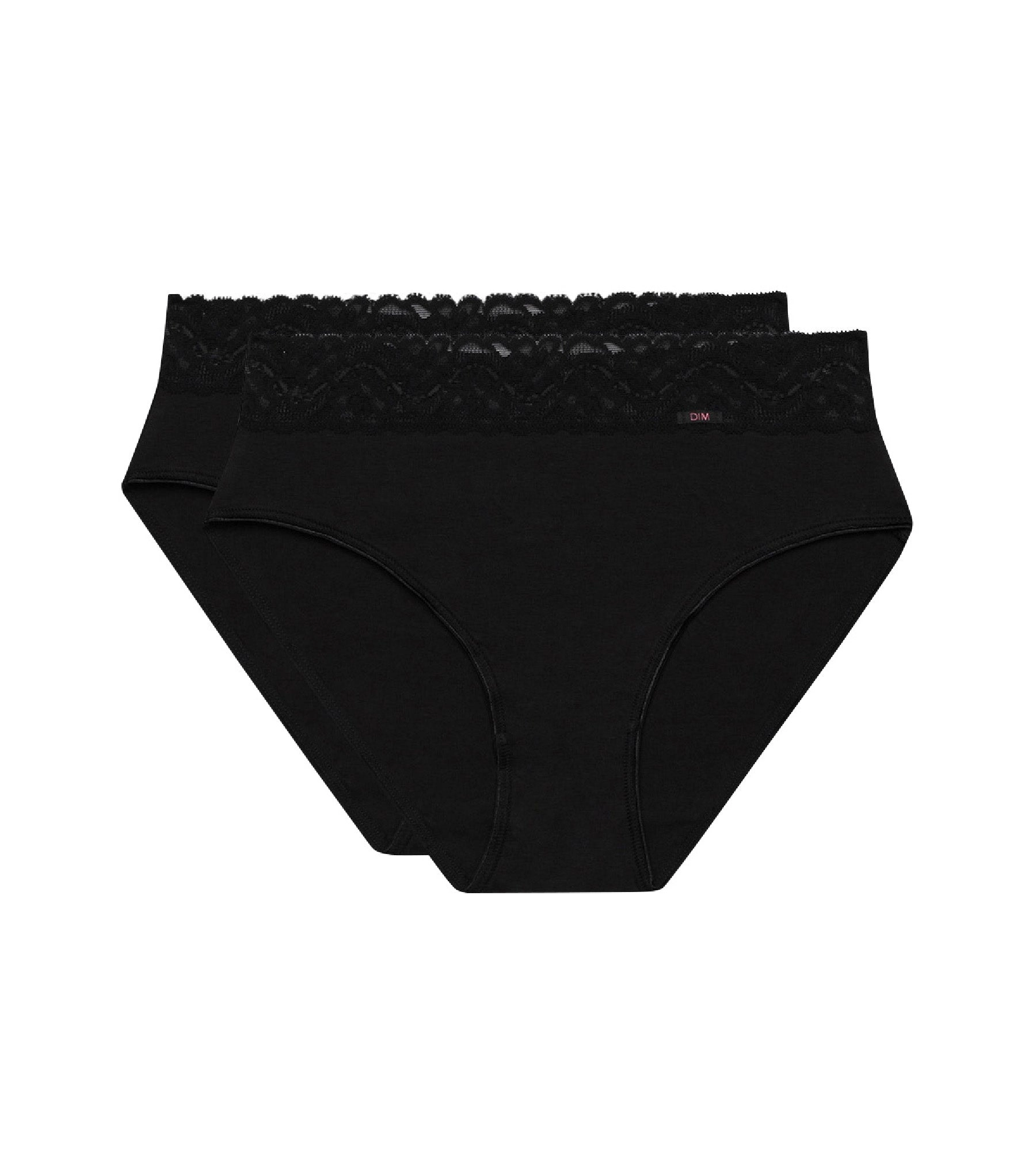 Lot de 2 slips noirs Coton Plus Féminine taille haute