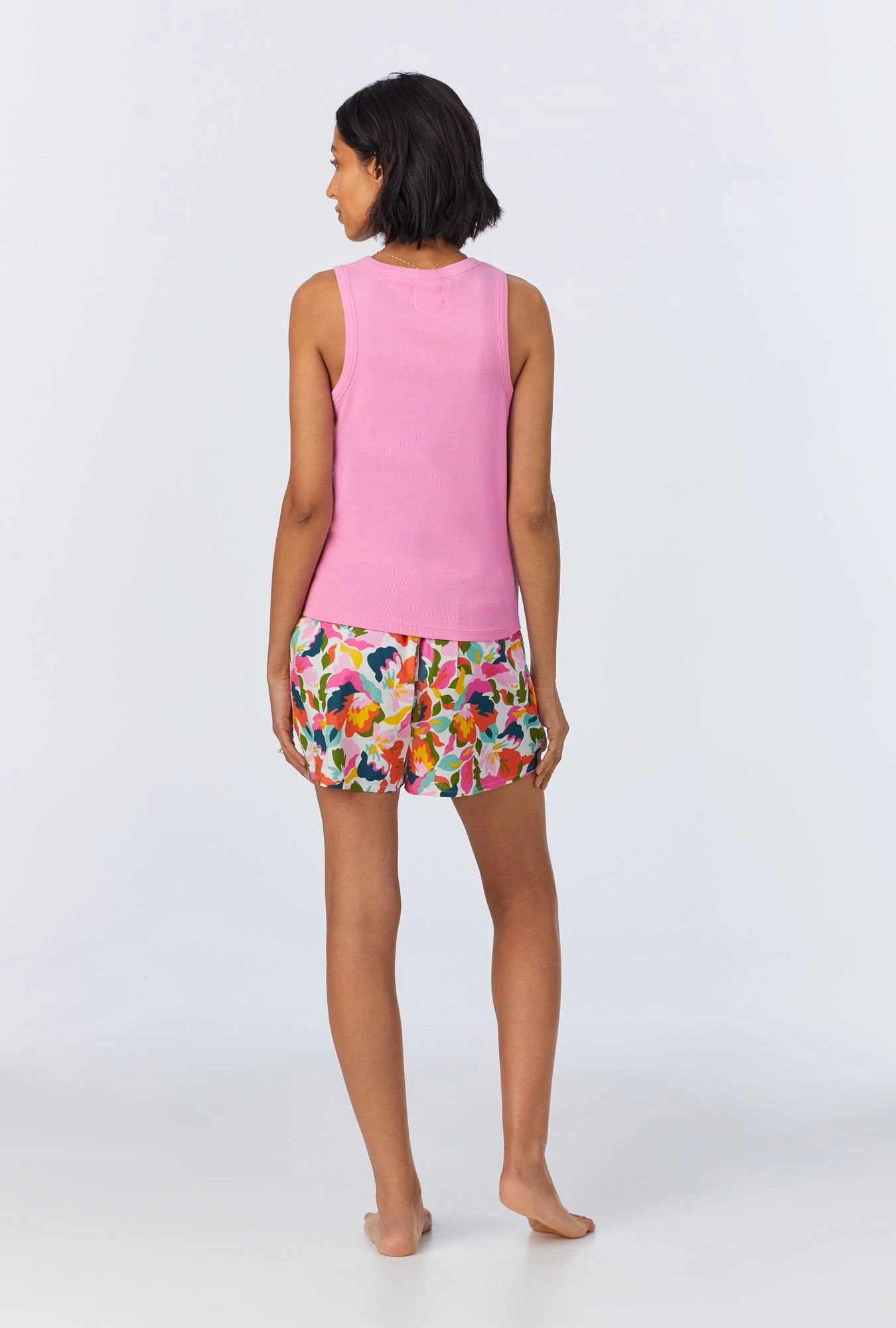 Lucia Knit Tank Woven Cotton Poplin Boxer PJ Set