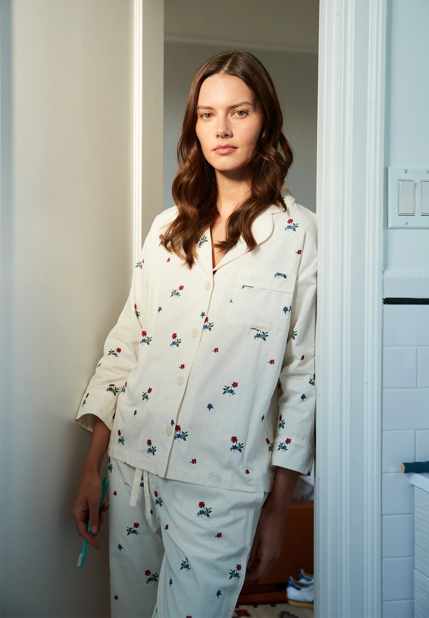 Marina Pajama Set in Embroidered Posy