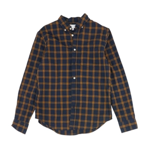 Navy Plaid Long Sleeve Button Down