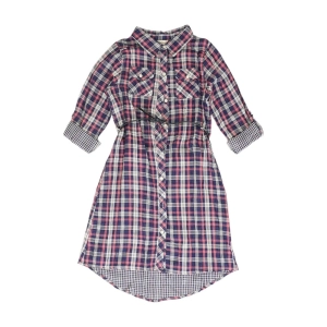 Navy Plaid Midi Dress