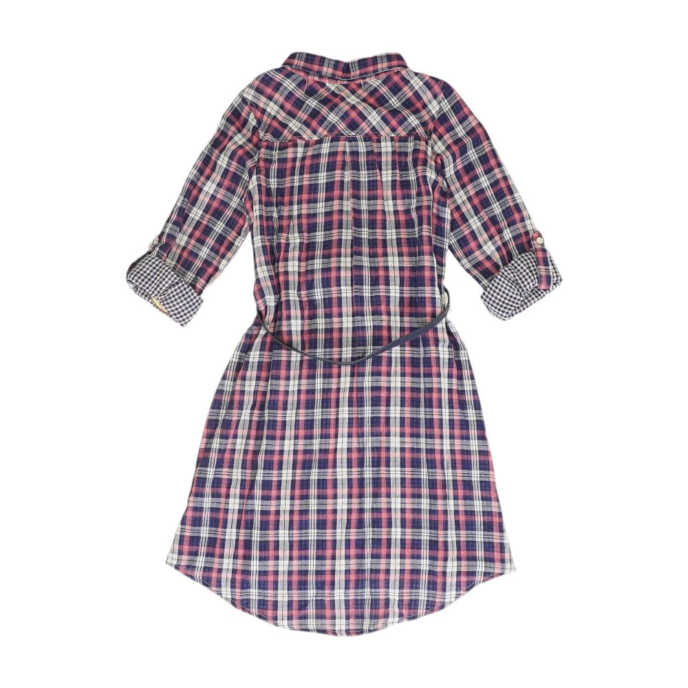 Navy Plaid Midi Dress