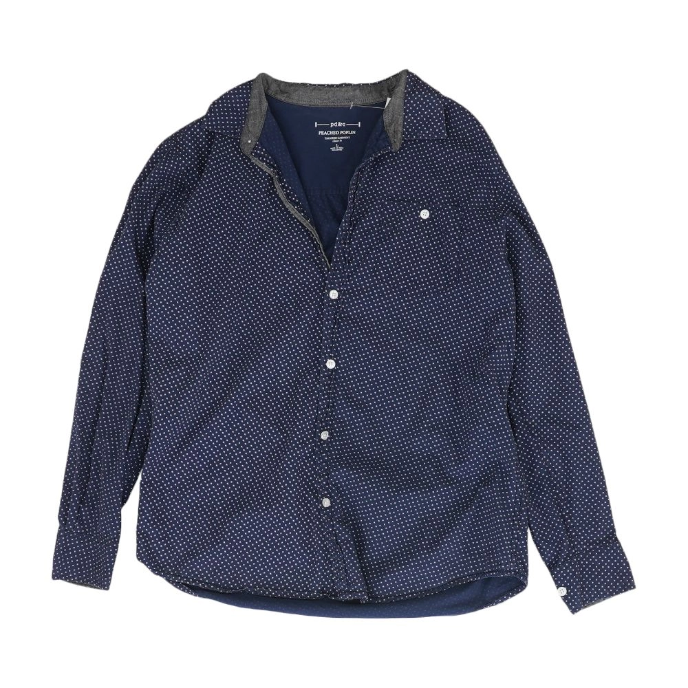 Navy Polka Dot Long Sleeve Button Down