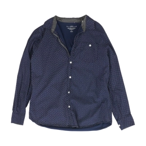 Navy Polka Dot Long Sleeve Button Down