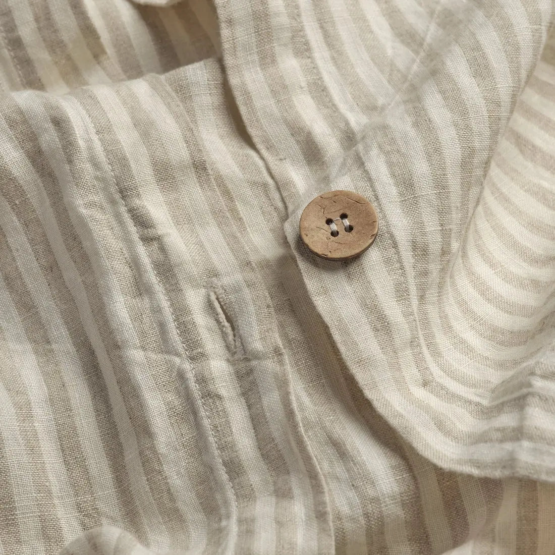 Oatmeal Stripe Linen & Cotton Blend Duvet Cover