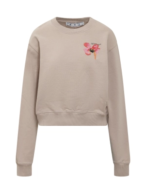 Off-White Floral Printed Crewneck Sweatshirt