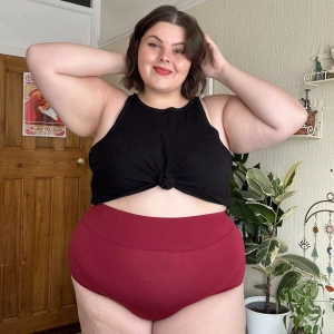 Organic Cotton Super High Waist Panties - Blood Red
