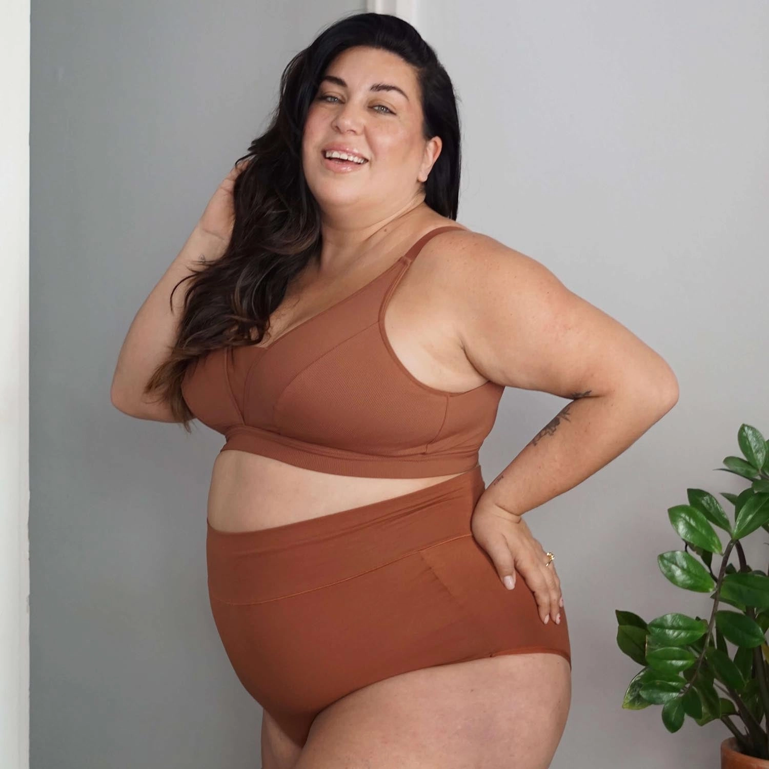 Organic Cotton Super High Waist Panties - Root Beer