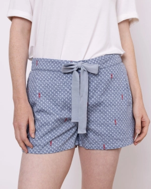 Organic Cotton Twill Blue Pyjama Shorts, Port in a Storm