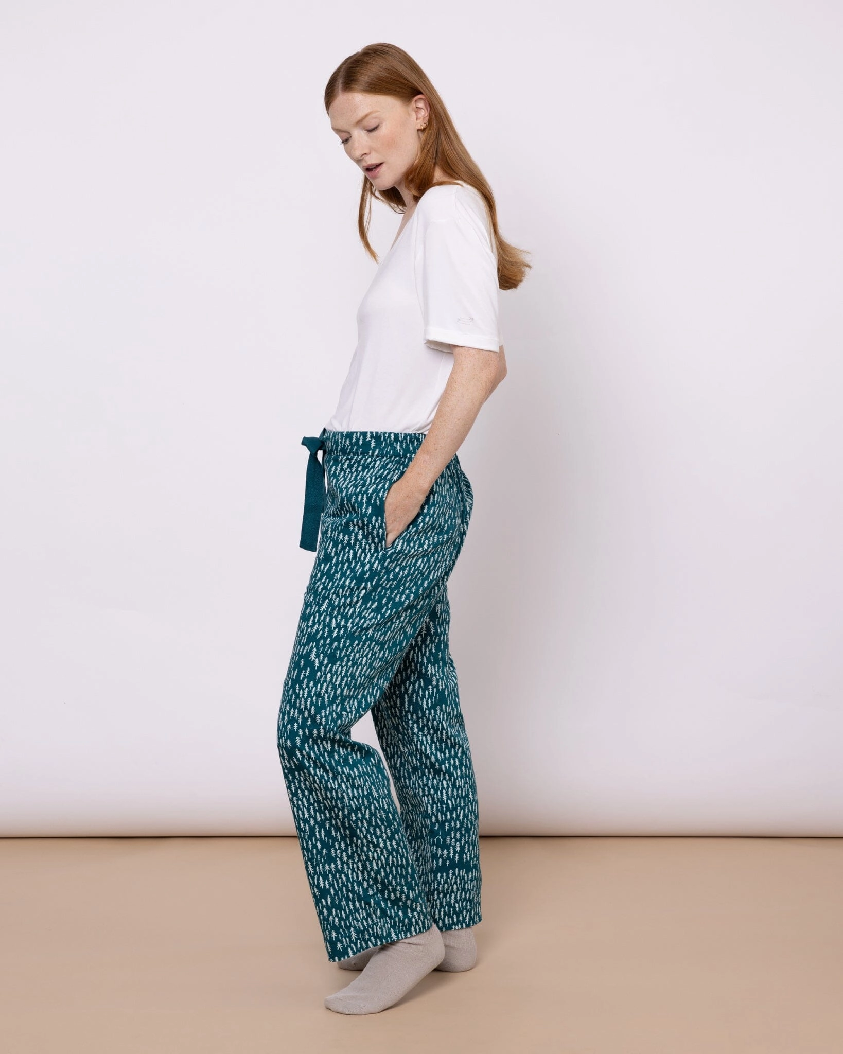 Organic Cotton Twill Green Pyjama Bottoms, Treetops and Tales