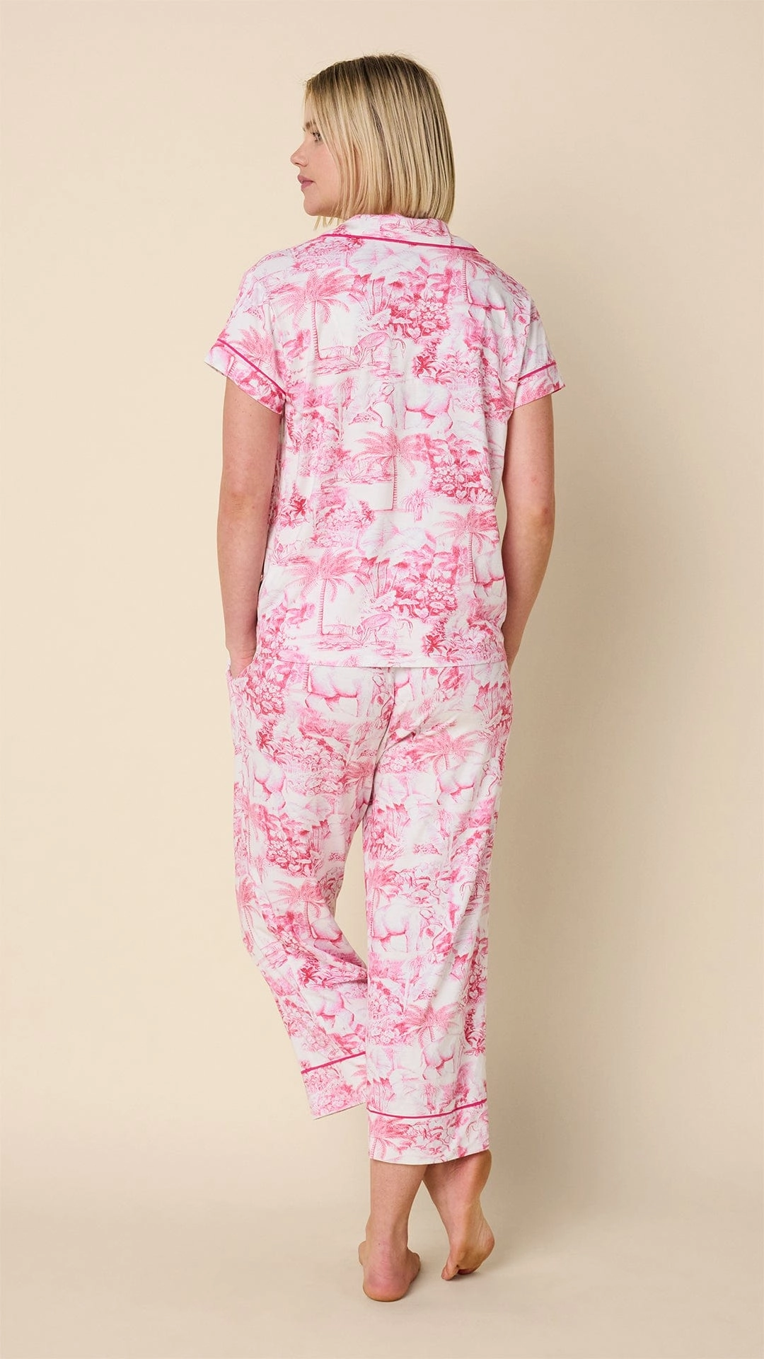 Palm Grove Toile Pima Knit Capri Set